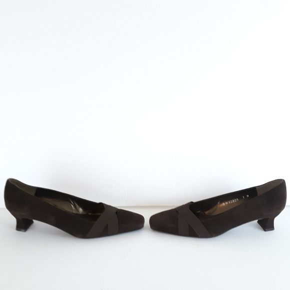 Stuart Weitzman “Scotch”Suede Square Toe Pumps 7 - Picture 2 of 8